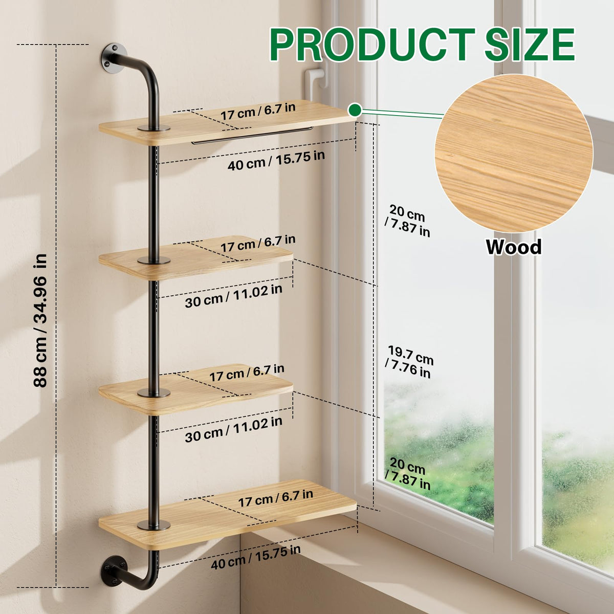 DELLAN Easy-assembly wall plant shelves included hardware for quick setup