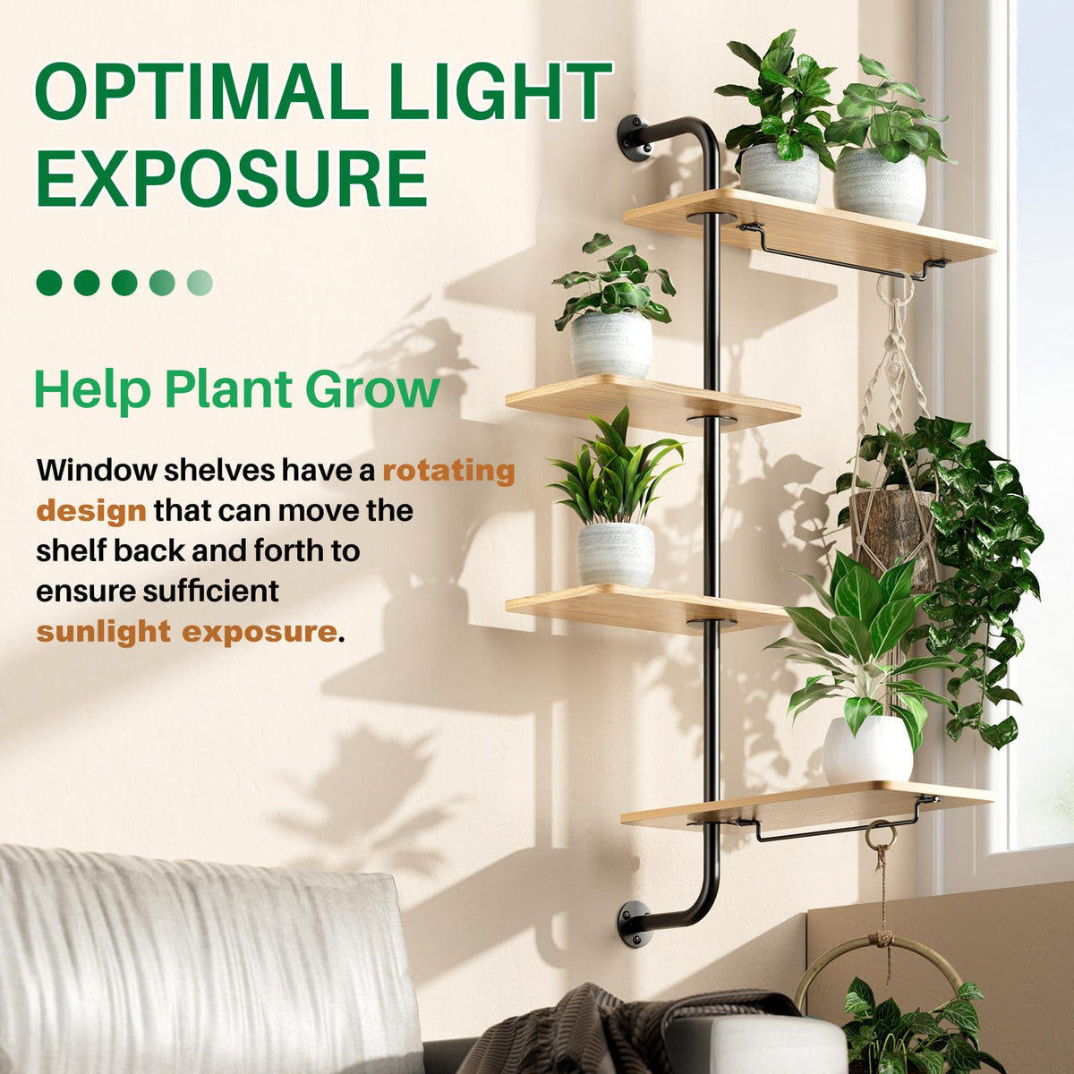DELLAN Space-saving design maximizes window sunshine without floor clutter