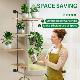 DELLAN Wall-Mounted Plant Shelf with hanging bars for space-saving display