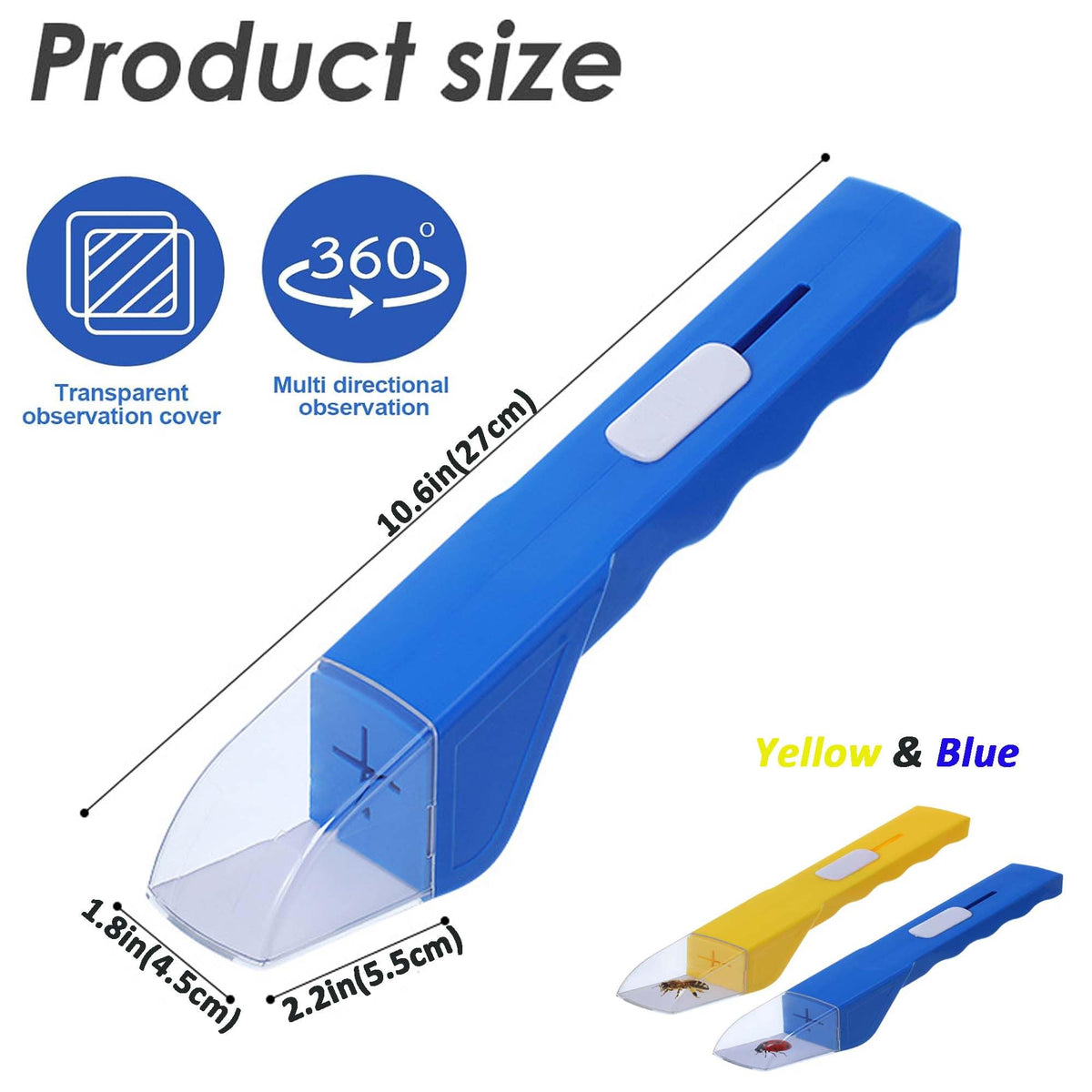 DelloidMaz insect catcher demonstrates easy one-handed capture via bottom-panel slide