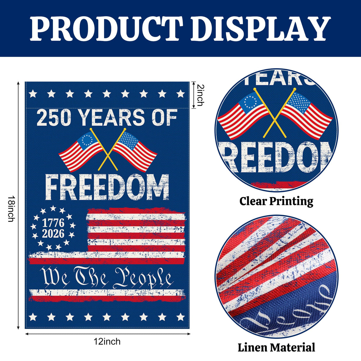 Deloky 1776-2026 design flag shown in outdoor setting