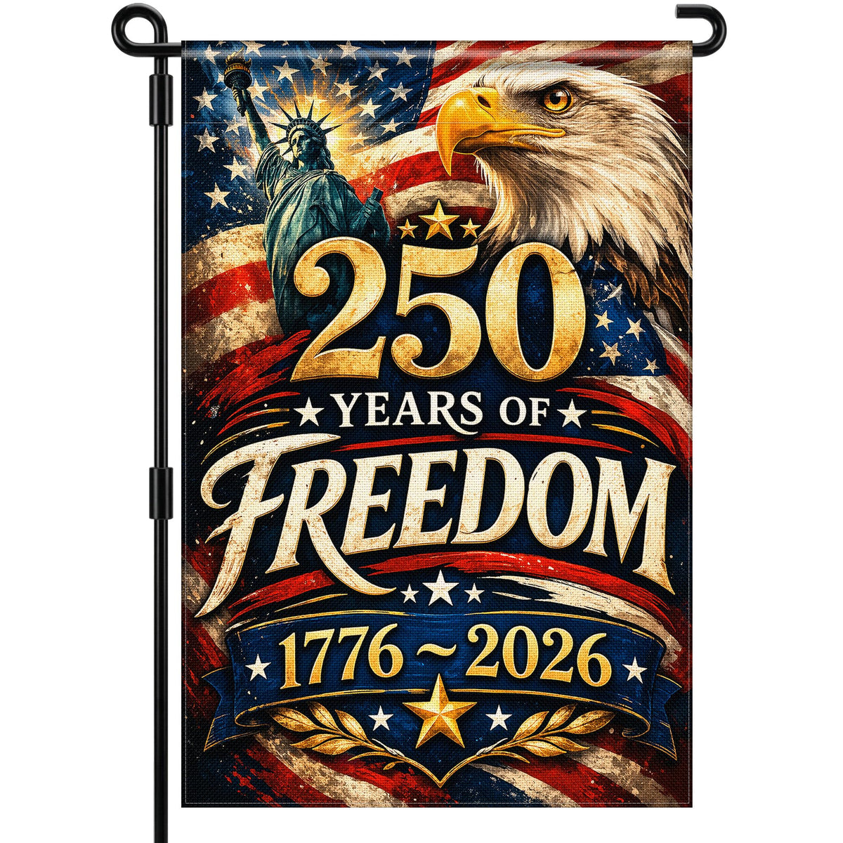 Deloky 250th anniversary flag, double-sided print for visible display from both directions