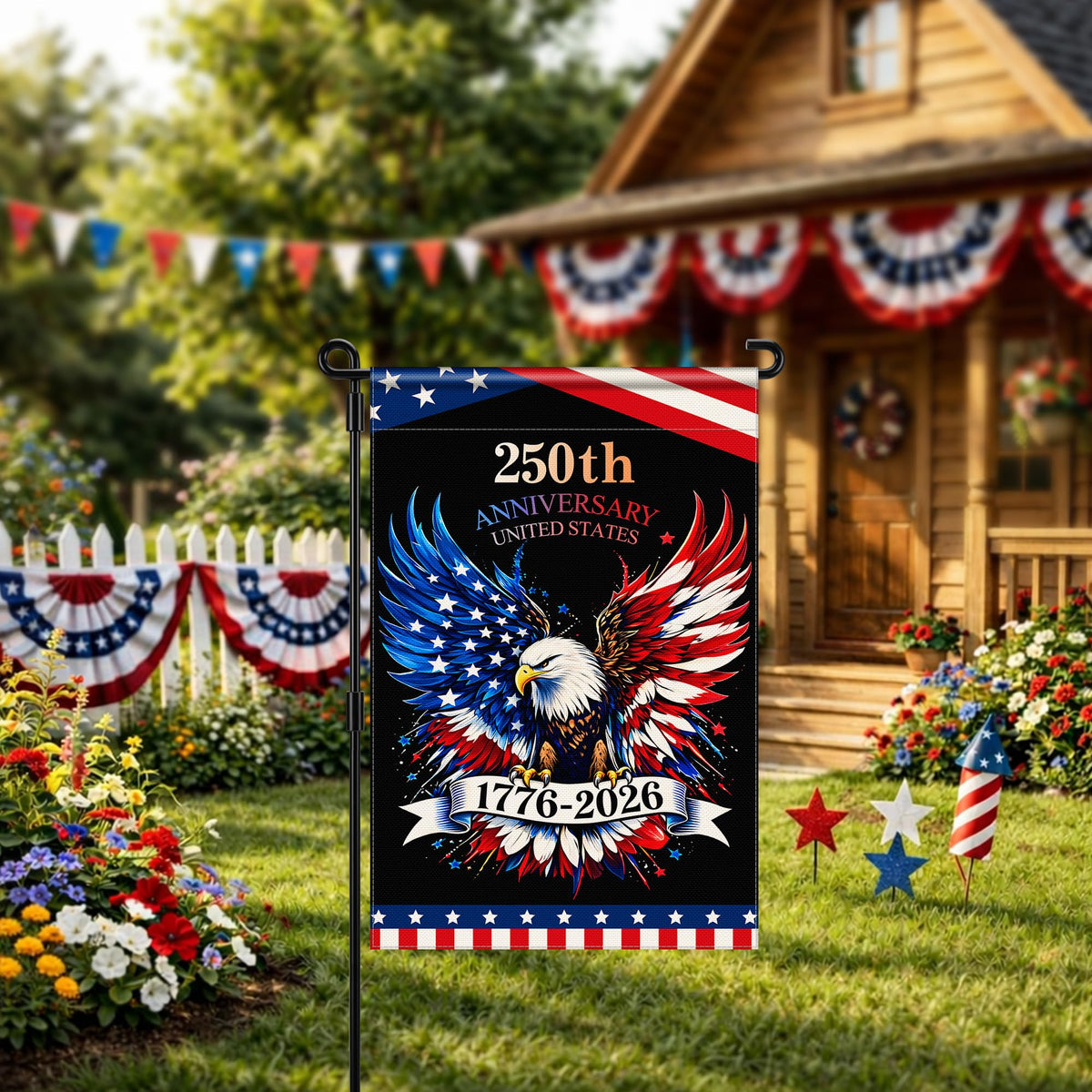 Deloky double-sided design ensures visibility from both directions for patriotic occasions.