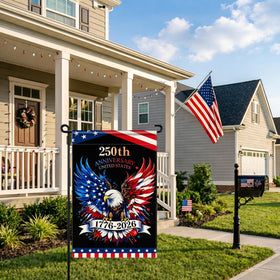 Deloky patriotic banner ideal for porch, yard, or deck celebrations.