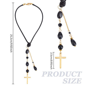 DELORIGIN car mirror pendant cross suncatcher featuring crystal beads for daily luck.