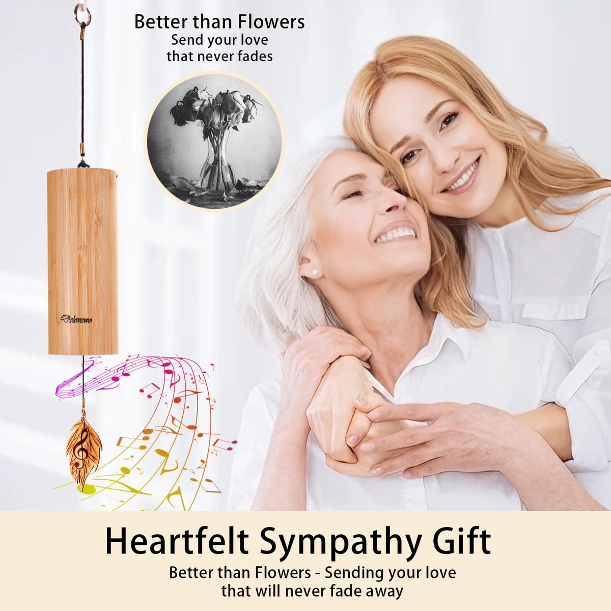 DELOVEWO unique bamboo wind chimes ideal for patio and garden decor