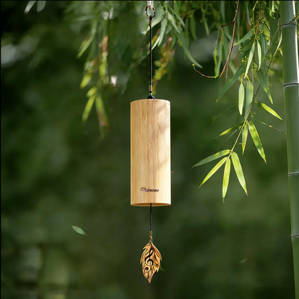 DELOVEWO wind chimes outdoors with natural bamboo for a peaceful garden ambience