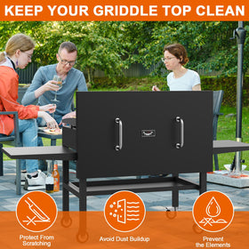 DELSbbq 5003 weather-resistant lid keeps the griddle clean between uses