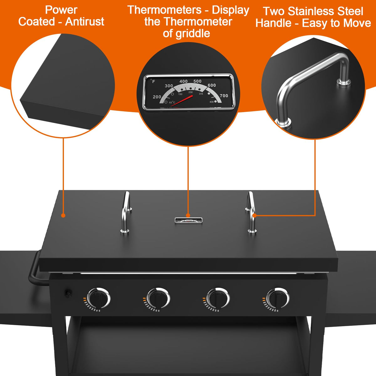 DELSbbq 5004 hard top lid cover side view shows 1-5mm durable construction