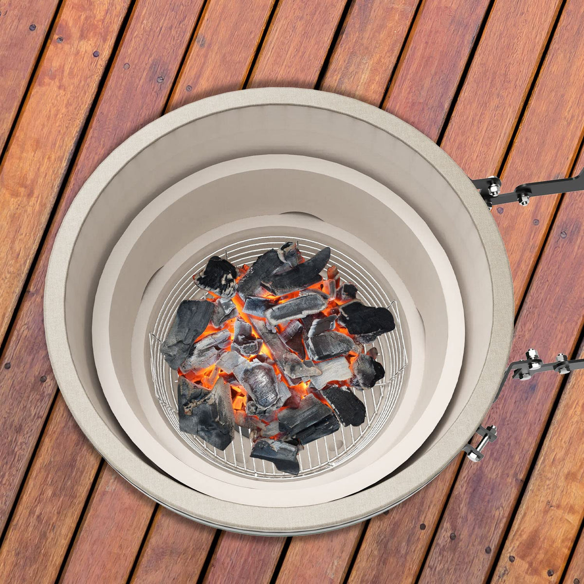 DELSbbq compatible ash basket works with lower grate or without for flexible airflow