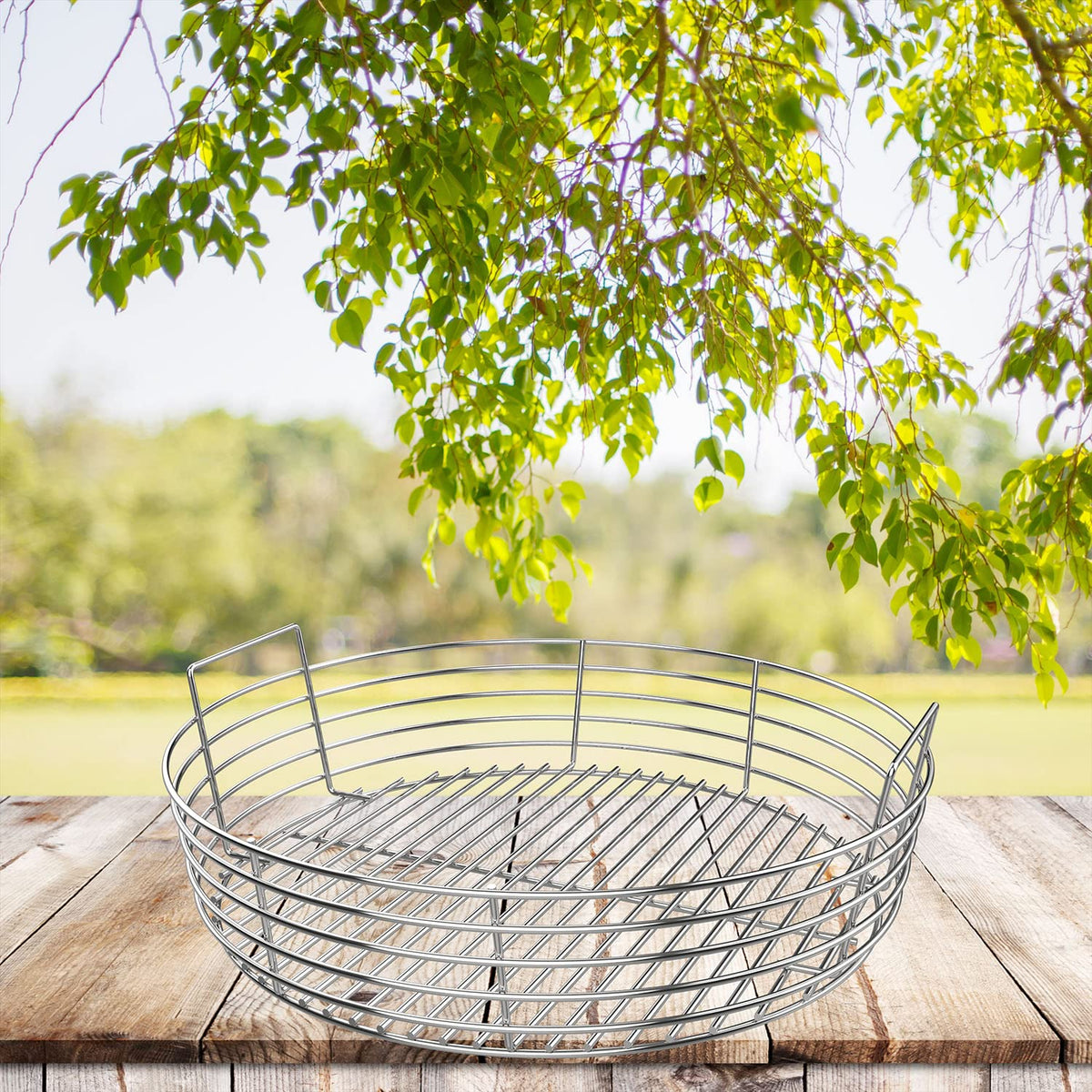 DELSbbq easy ash removal basket eases cleanup after cooking