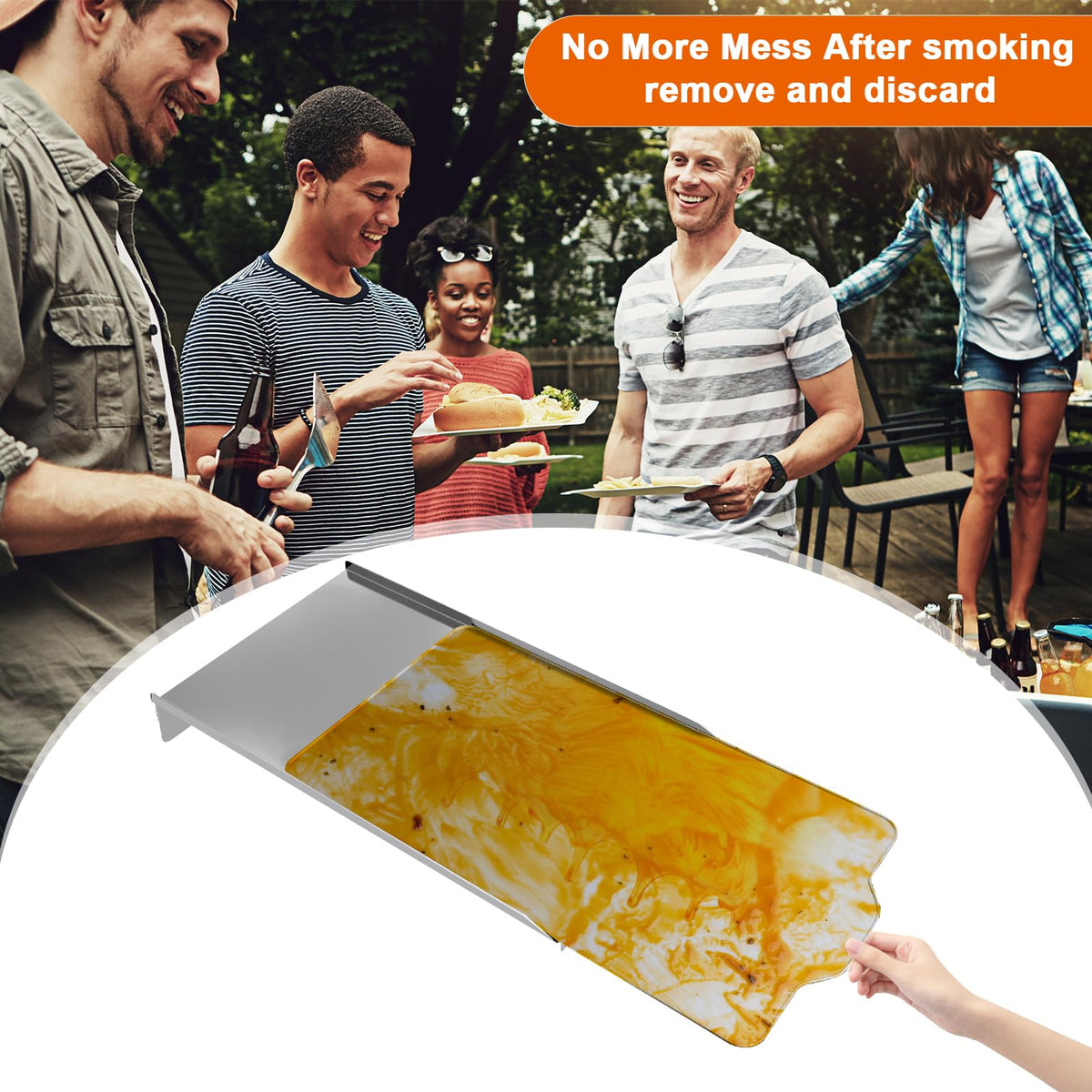 DELSbbq BAC780 grease tray keeps grill surfaces clean during smoking