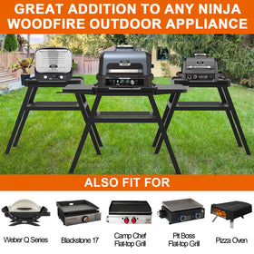 DELSbbq Camping and patio use scenario shows portable, space-saving grill support.