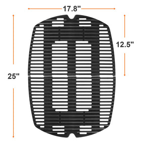 DELSbbq cast iron grate for Weber Q3000/Q3200 promotes uniform sear and durability.