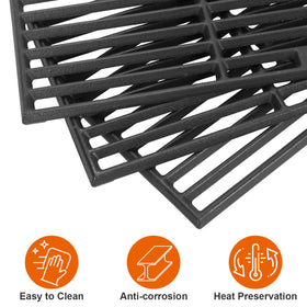 DELSbbq enamel cast iron grate close-up on Char-Broil 6-burner