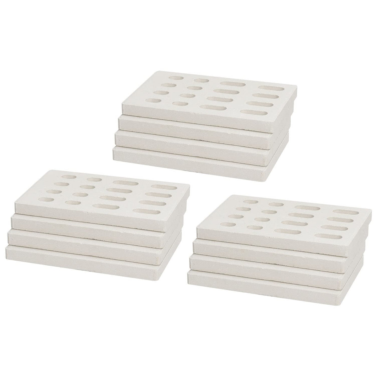 DELSbbq ceramic flame tamers 12-pack on grill, showing top view for even heat