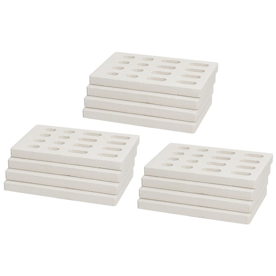 DELSbbq ceramic flame tamers 12-pack on grill, showing top view for even heat