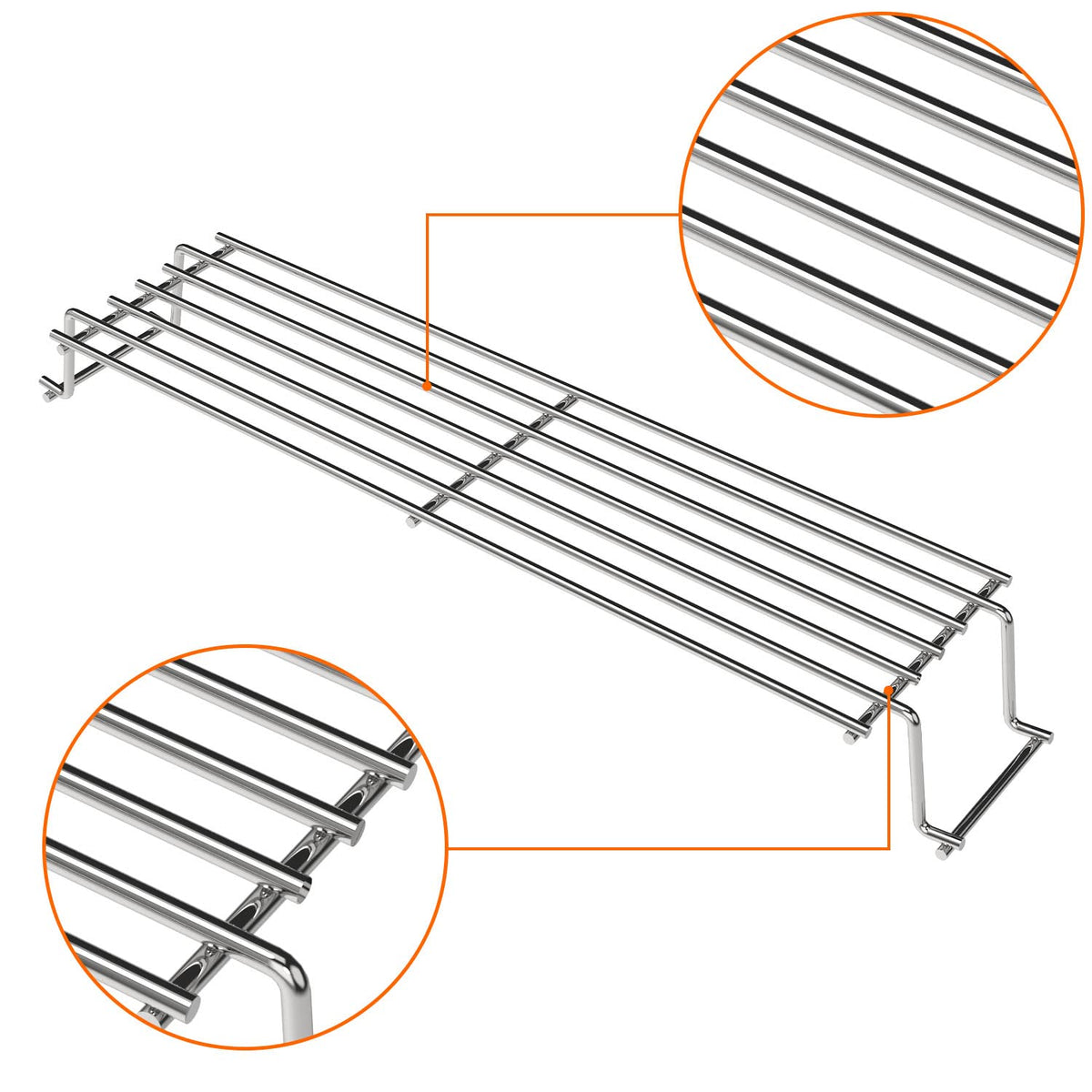 DELSbbq durable rack adds steady warming area above grate.