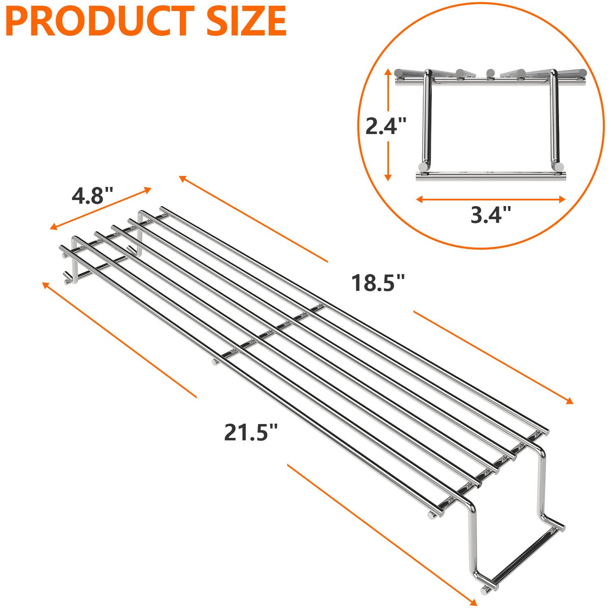 DELSbbq front-mounted warming rack fits Weber Spirit 210/220 precisely.