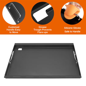 DELSbbq full-size griddle heat diffusion plates provide even heat.