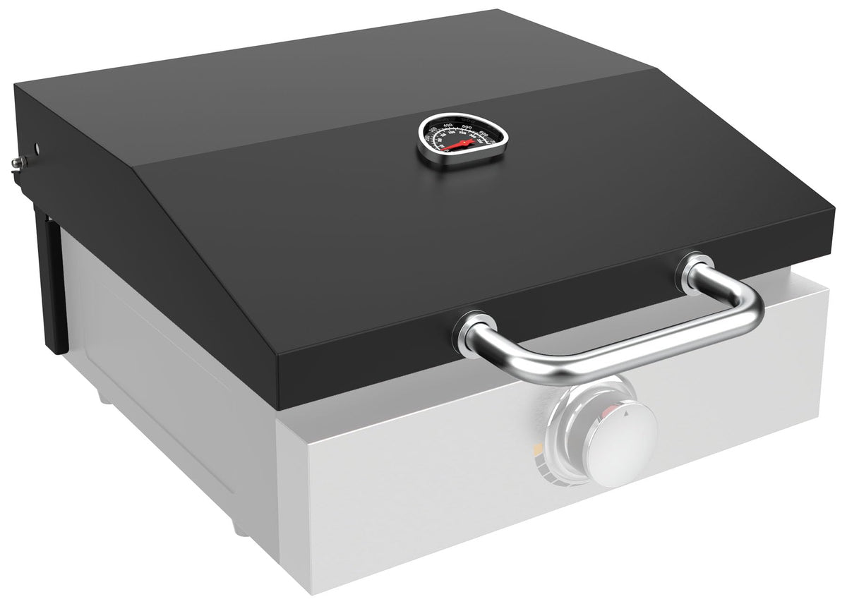 DELSbbq hard cover hood with temperature gauge for Blackstone monitors grilling heat