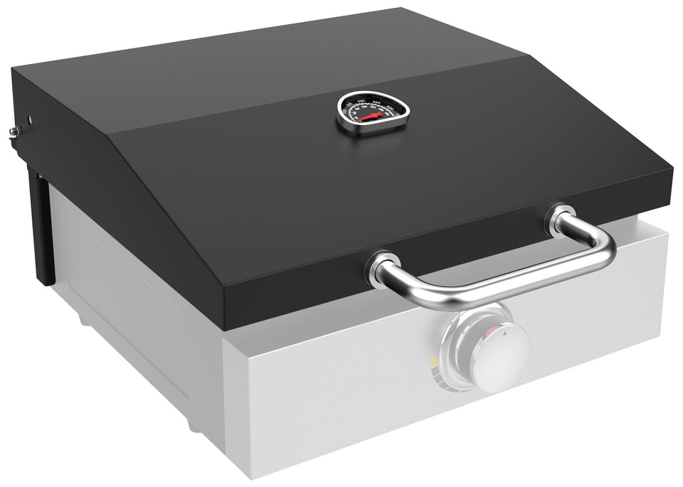 DELSbbq hard cover hood with temperature gauge for Blackstone monitors grilling heat