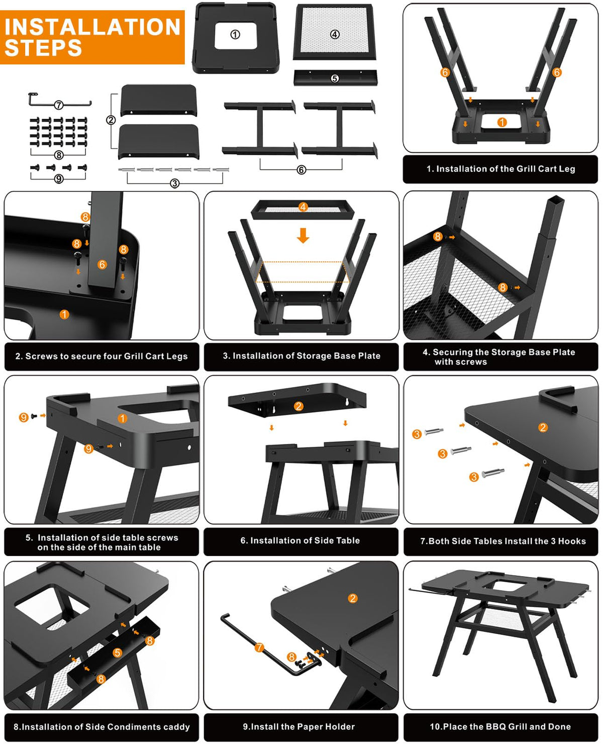 DELSbbq Heavy steel bracket close-up highlights durable powder-coated finish.