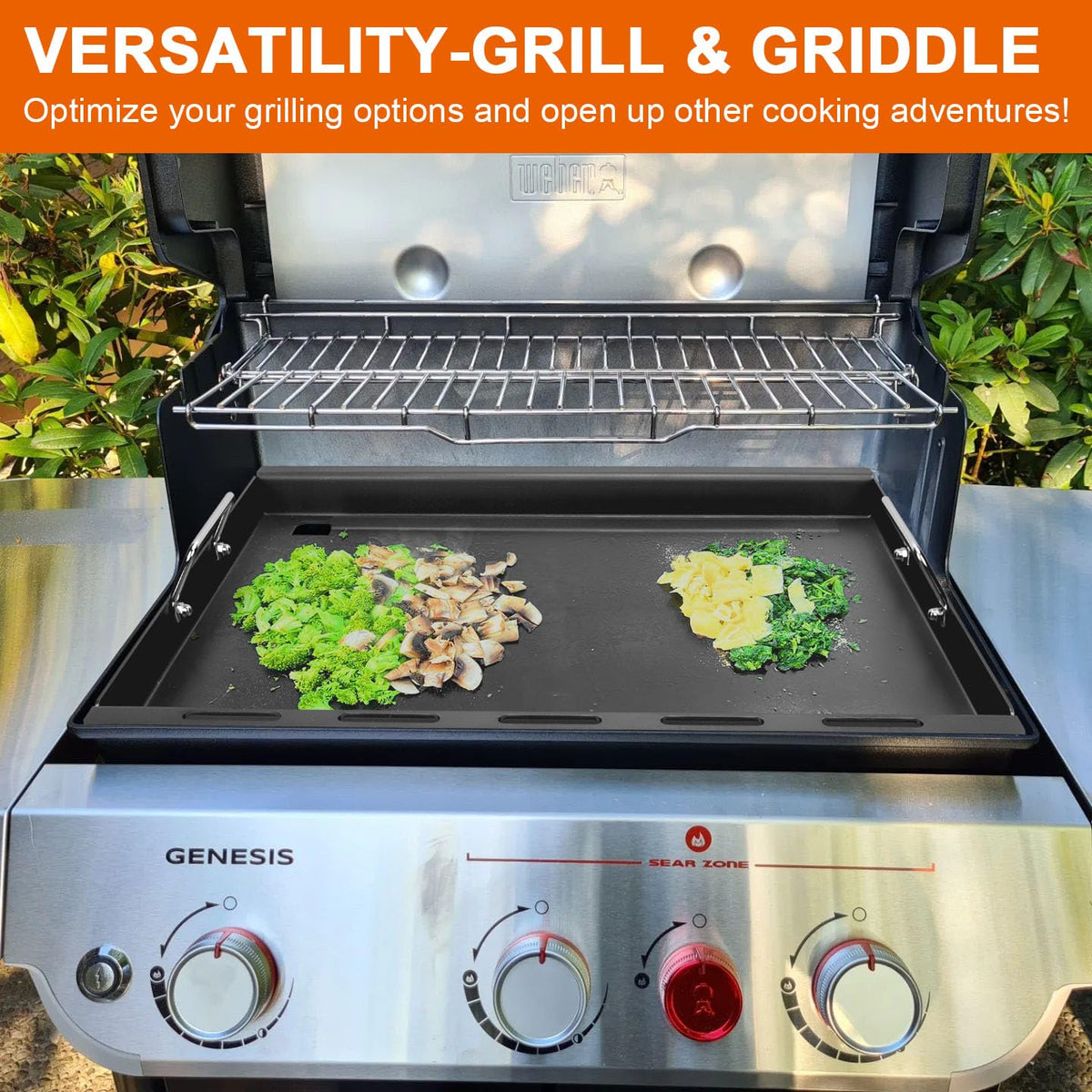 DELSbbq large cooking surface supports multiple items at once