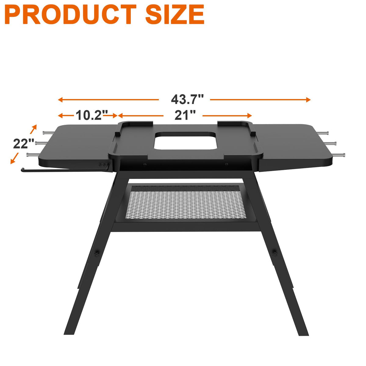 DELSbbq Ninja Woodfire Cart Stand front profile for stable grilling on patios.
