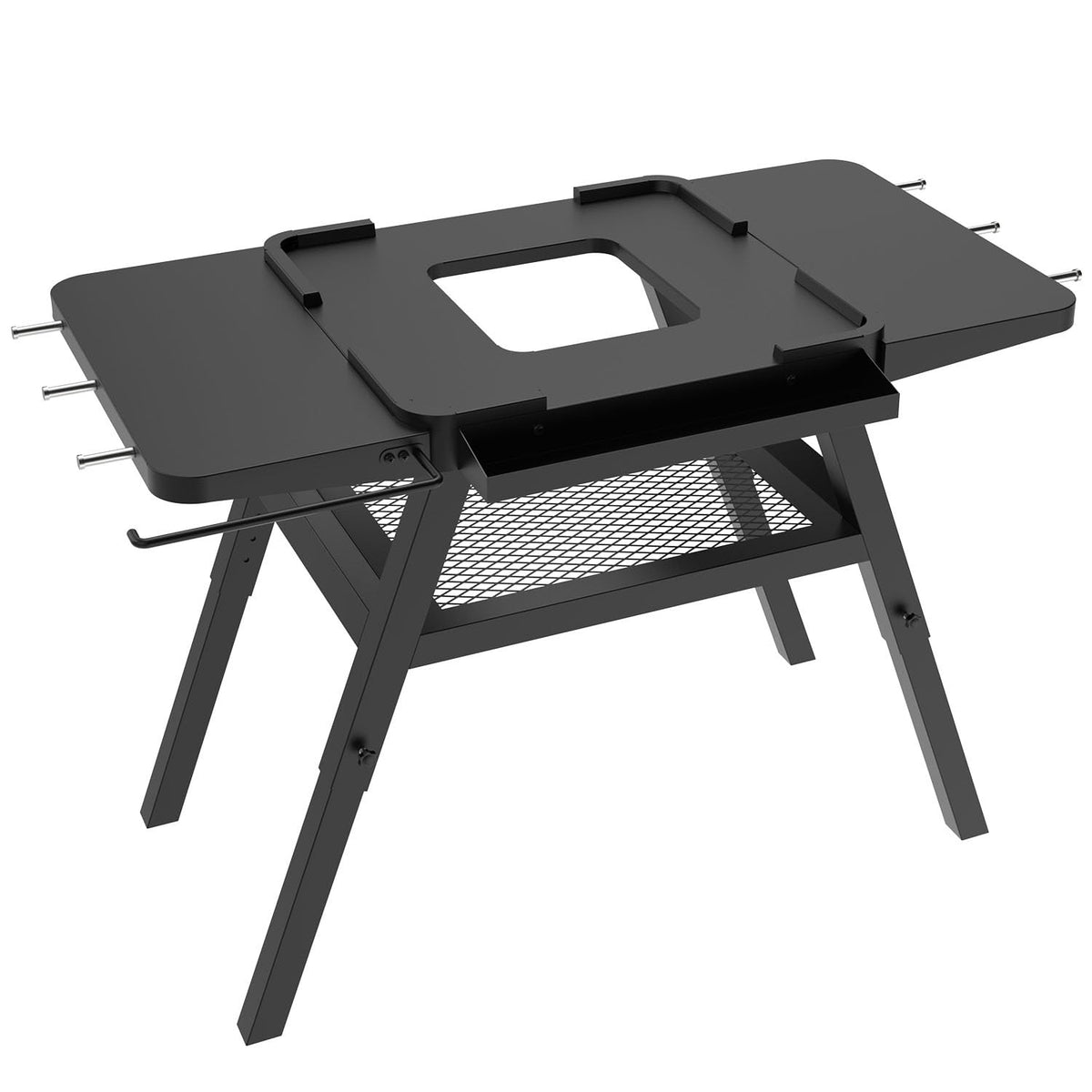 DELSbbq Ninja Woodfire Cart Stand side view highlighting sturdy build for outdoor grilling.