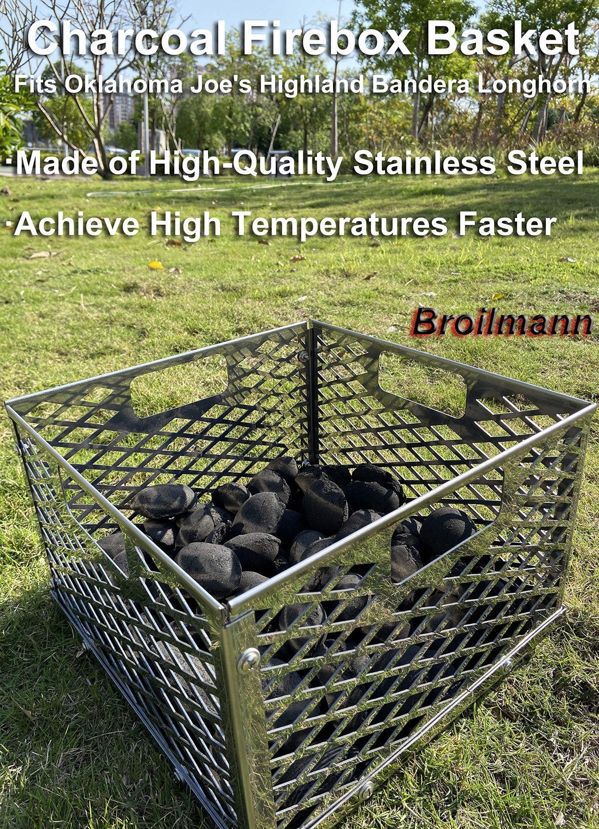 DELSbbq offset-smoker accessory basket harmonizes with most grills