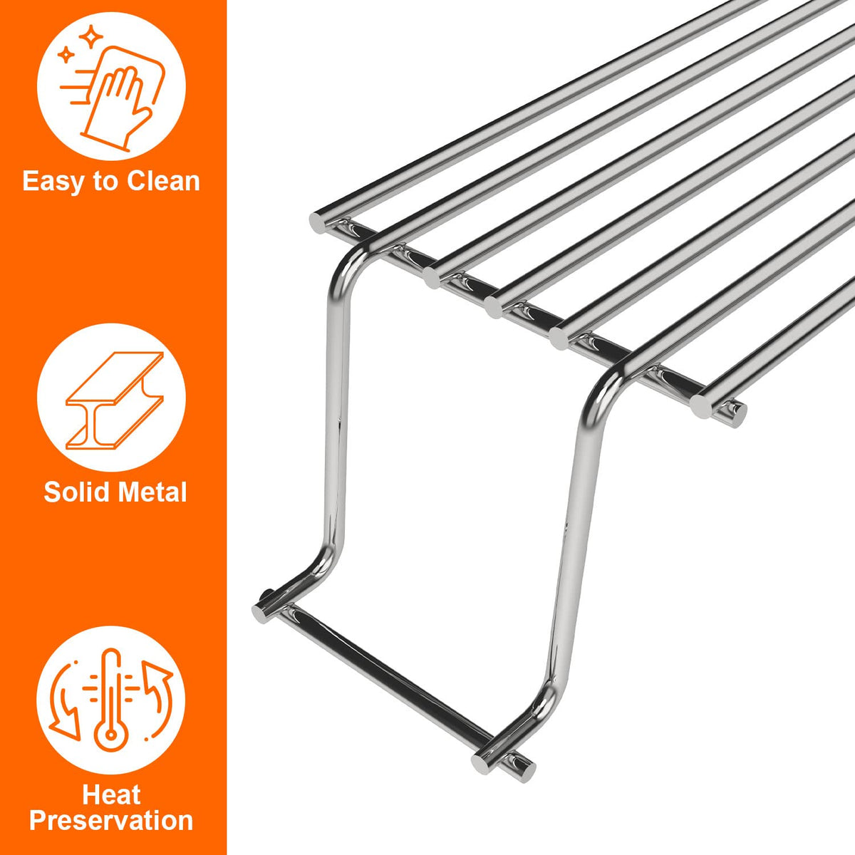 DELSbbq rust-resistant warming rack withstands seasons of grilling.