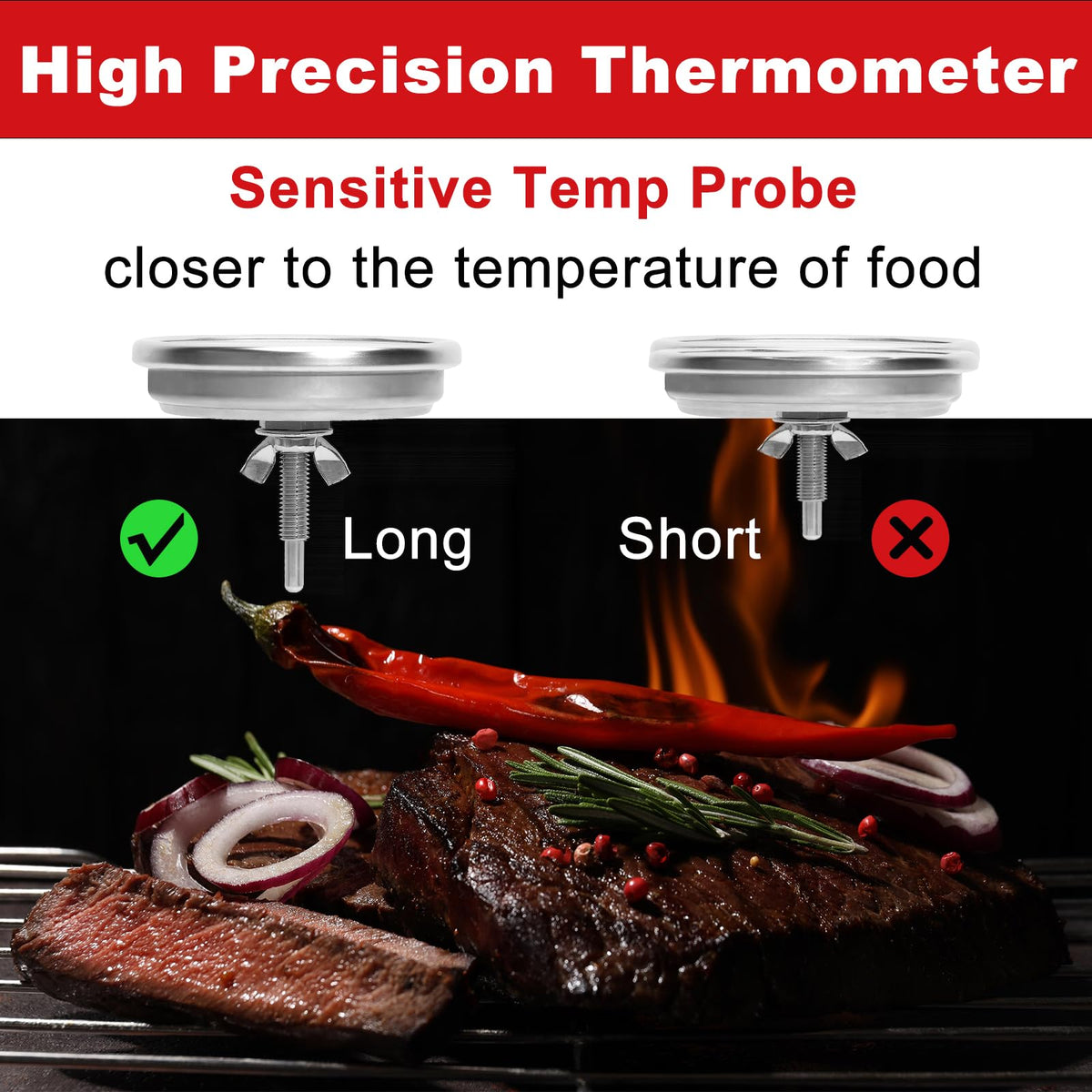 DELSbbq thermometer with welded tab for secure bezel fit