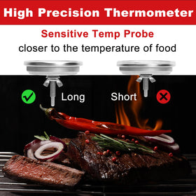 DELSbbq thermometer with welded tab for secure bezel fit