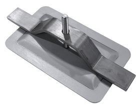 Deltech Rectangle Hand Hole Cover side view showing durable stainless steel mounting strap.