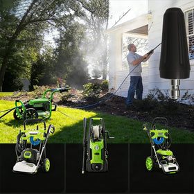 Delushaka nozzle cleans patios, decks, and outdoor furniture with high-pressure spray.