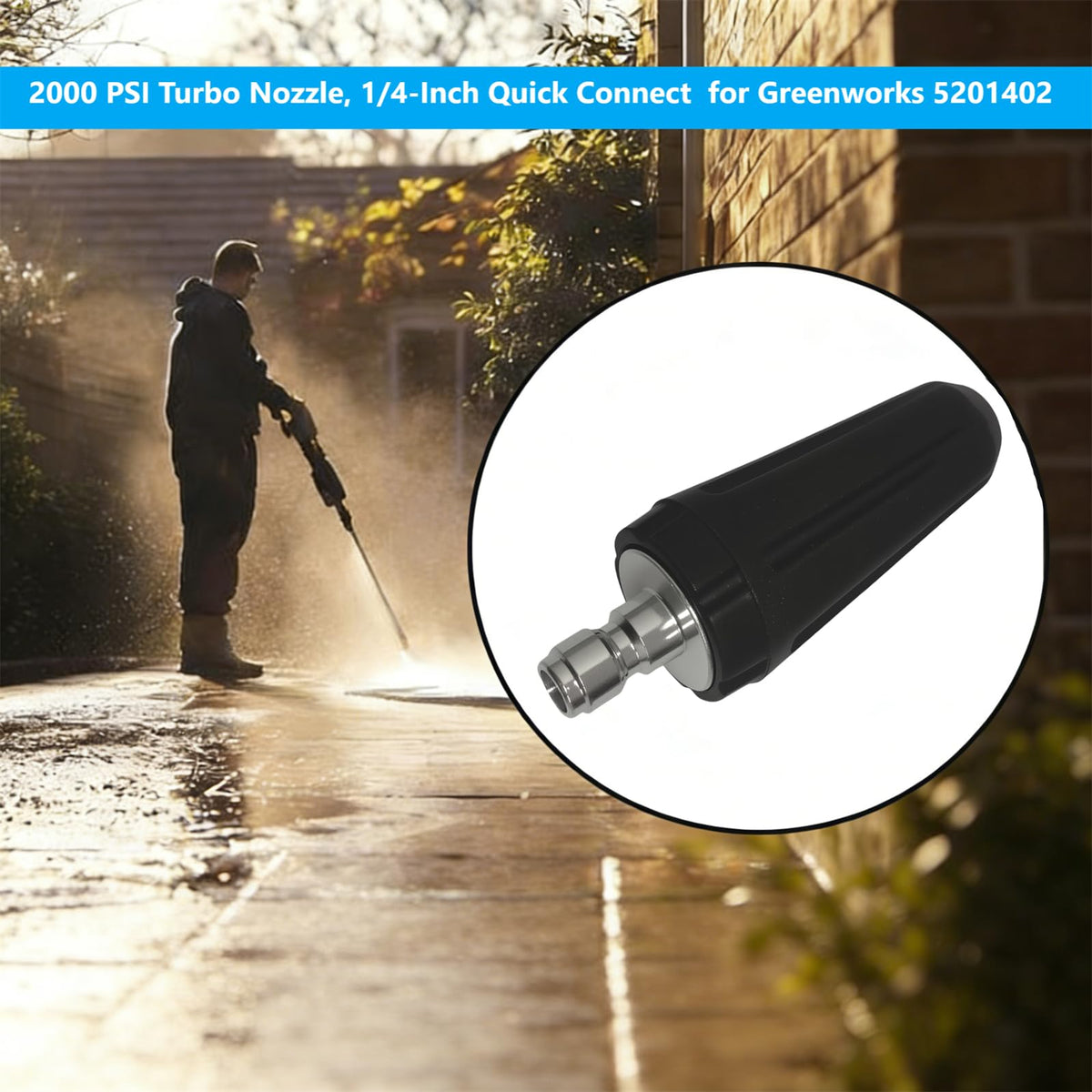 Durable Delushaka nozzle withstands hot and cold water for reliable outdoor cleaning.