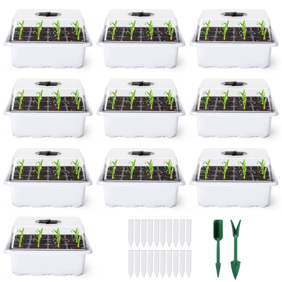 Delxo seed starter kit with humidity dome for controlled germination moisture.