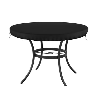 Demao 55-inch round table cover protects a round outdoor table from rain and dust.