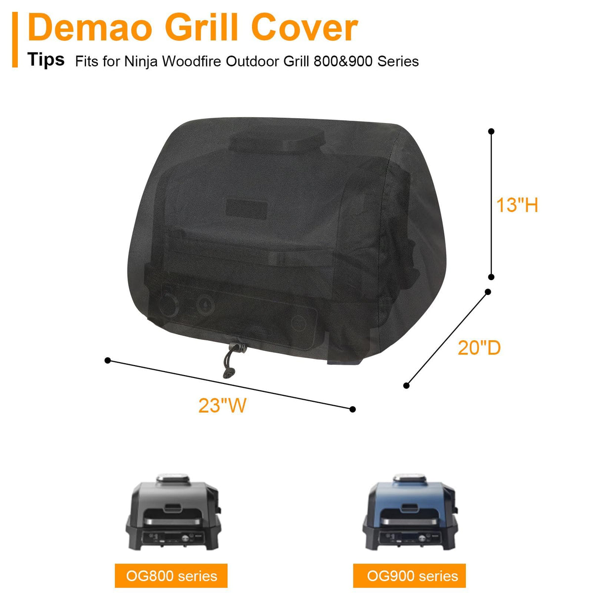 Demao grill cover with waterproof coating shields from rain and dust.