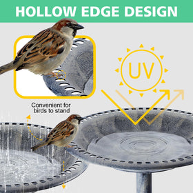 Demeyad bird bath features vintage European style in a gray finish