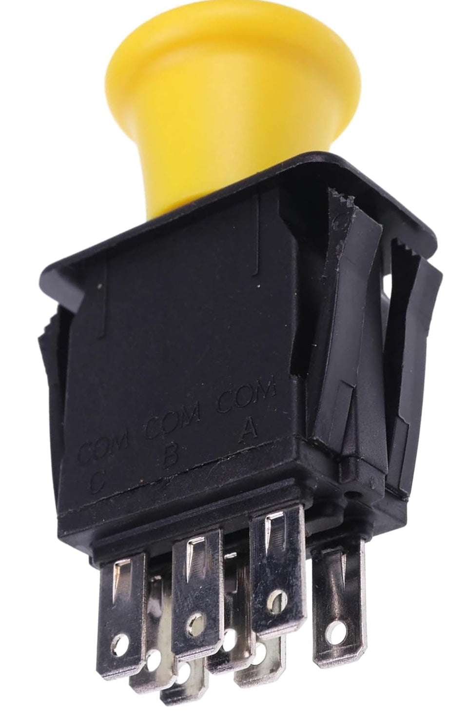 Demfec PTO switch for John Deere X330, close-up view of rugged OEM-grade component for reliability