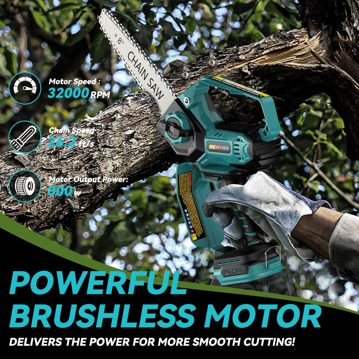 DEMIMA mini chainsaw with 6-inch bar ideal for delicate branch work