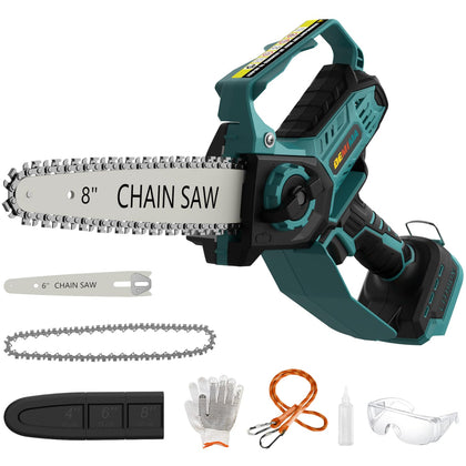 DEMIMA mini chainsaw with 8-inch bar for efficient pruning and cutting