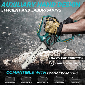 Tool-free tensioner on DEMIMA chainsaw for quick adjustments