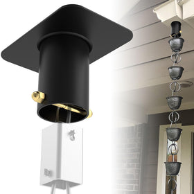 Demimy outdoor gutter install scene demonstrating aesthetic curb appeal with rain feature