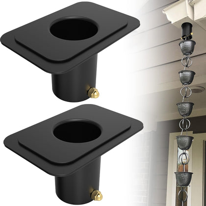 Demimy rain chain adapter top opening closeup for easy, splash-free gutter connection