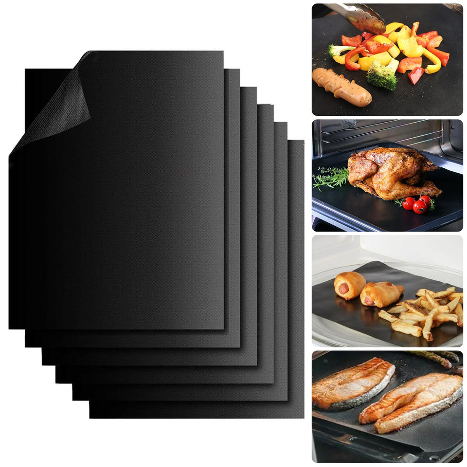 Demiwise grill mats set6 nonstick outer view shows mess-free grilling and easy cleanup.