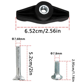 DemJamr lawn mower handle knob close-up showcasing sturdy metal-plastic integration.