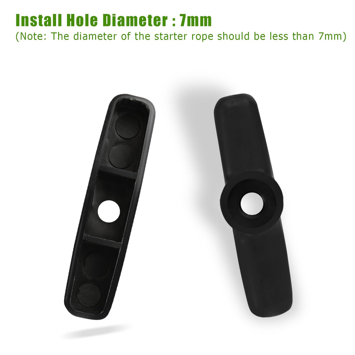 DemJamr recoil starter for Honda GX200 with 7mm hole—durable plastic construction